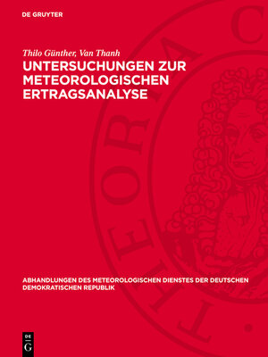 cover image of Untersuchungen zur meteorologischen Ertragsanalyse